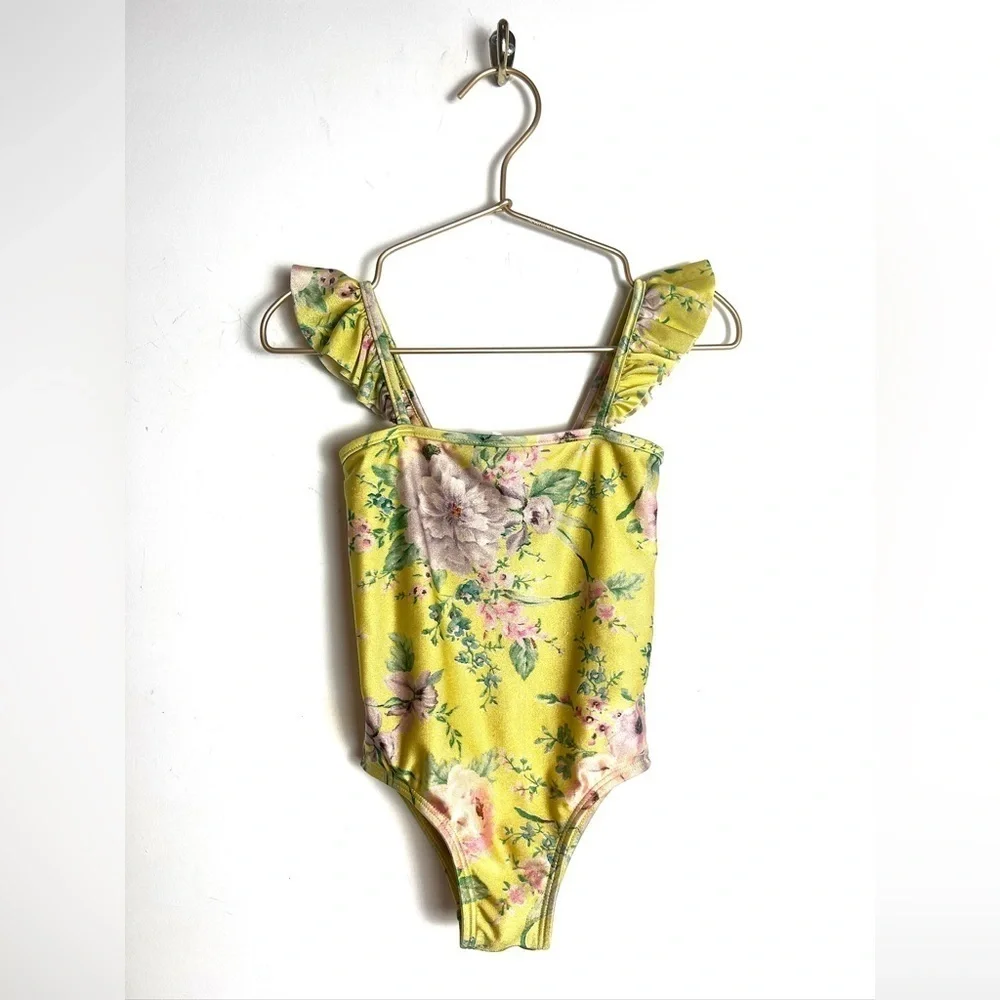 Zimmermann Kids Yellow Floral Swimsuit | size 2T
